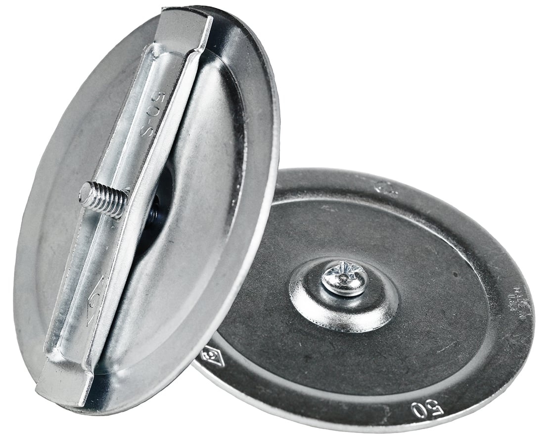 Three Piece Knockout Seal, 5 in. Size, Steel material, Snap In mounting, Zinc Plated Finish