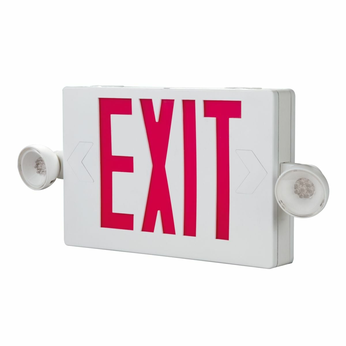 LED exit emergency combo with two 3.6V LED heads,Red  letters,black housing, NiCAD