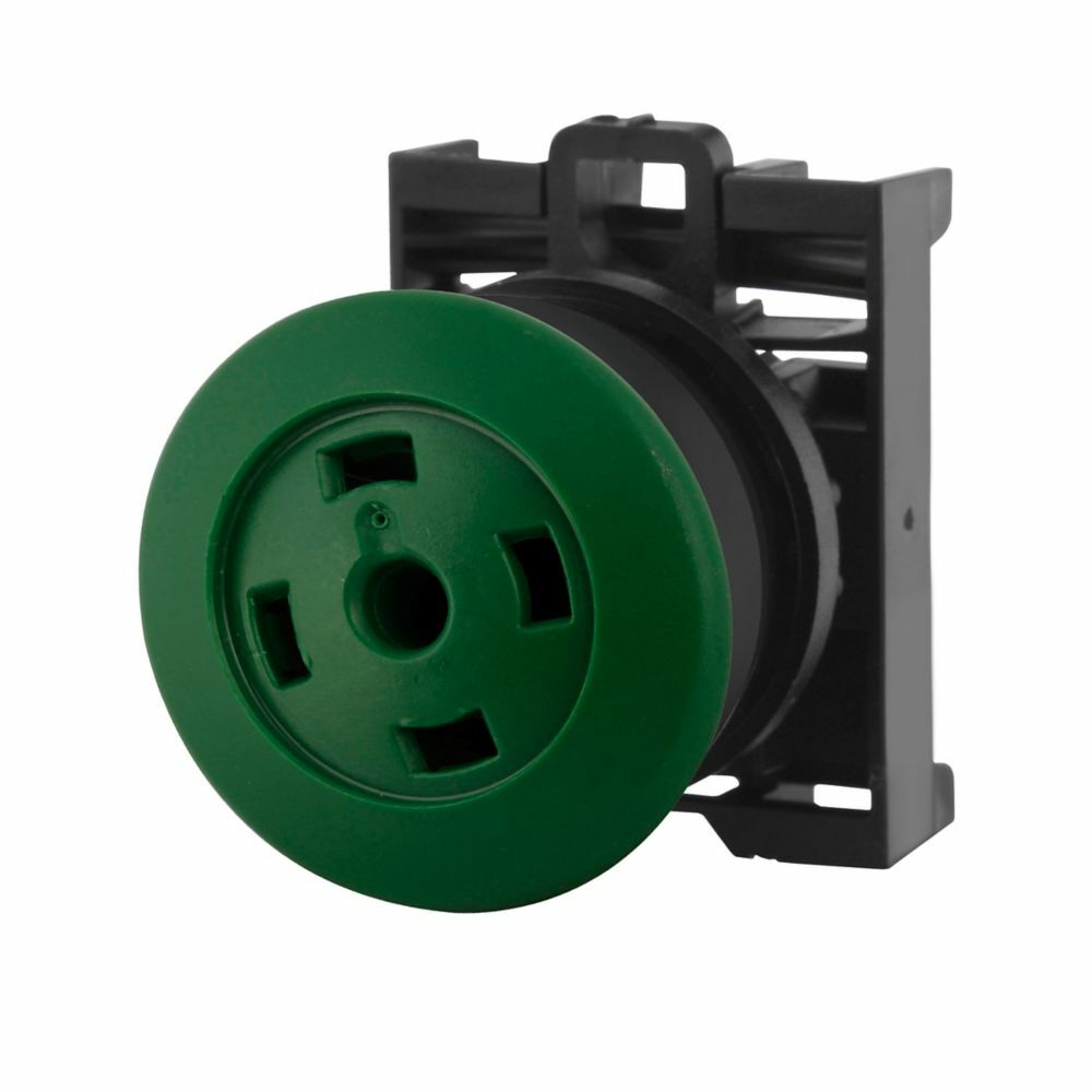 Eaton M22 modular pushbutton, M22 Modular Insertless Mushroom  Pushbutton Operator, 22.5 mm, Momentary, Non-illuminated, Bezel: Black, Button: Green, IP67, IP69K, NEMA 4X, 13, 5,000,000 Million mechanical operations