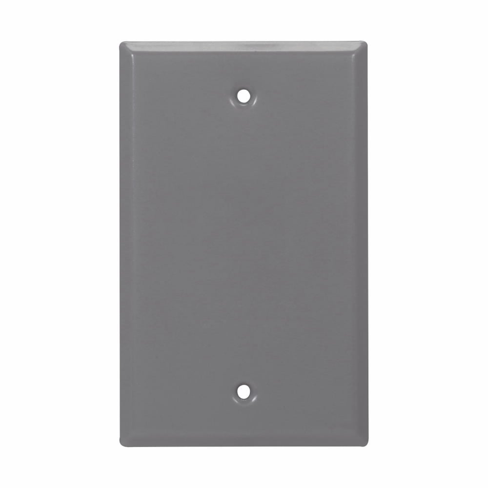 Eaton Crouse-Hinds series weatherproof blank outlet cover, Gray, Steel, Single-gang