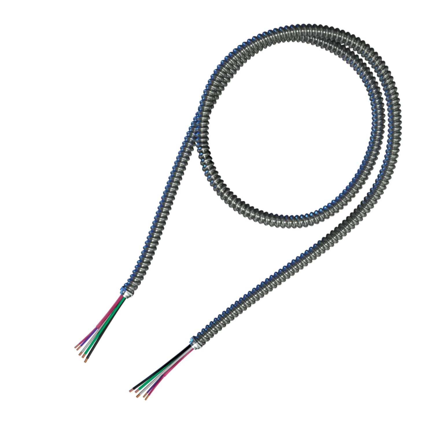 18-2(TPJ)/18-3c PE PK_BK WE GN Luminary Fixture Whips, 1/2"x6' Reduced Wall Interlocked Galvanized Steel Flexible Conduit , 50 per Barrel, UL LISTED