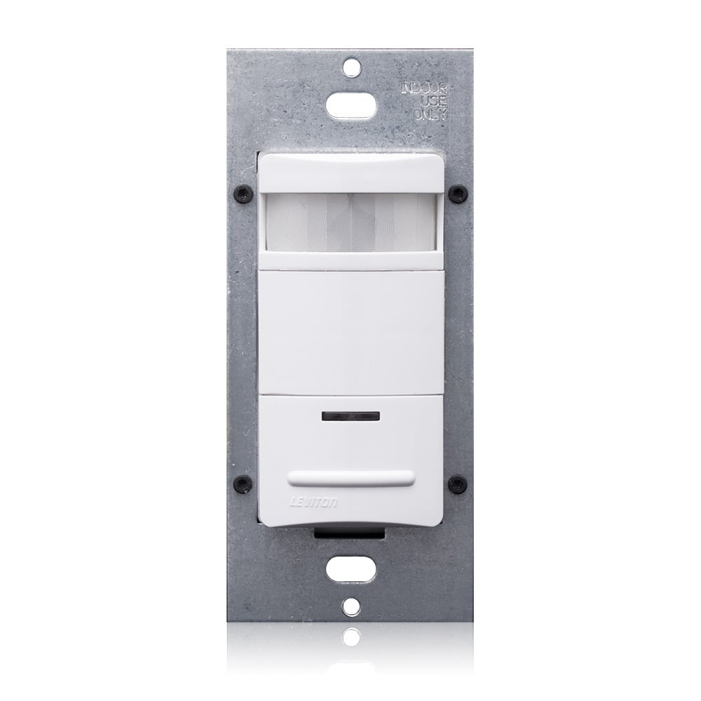 Lev Lok Passive Infrared Wallbox Occupancy Sensor, Single Relay, Photocell Controlled, Low Profile, 180 Degree Field of View, 2100 Sq Ft, Time Delay 30Sec-30Min, White