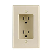 15 Amp 1-Gang Recessed Duplex Receptacle, Residential Grade, with Screws Mounted to Housing, Ivory