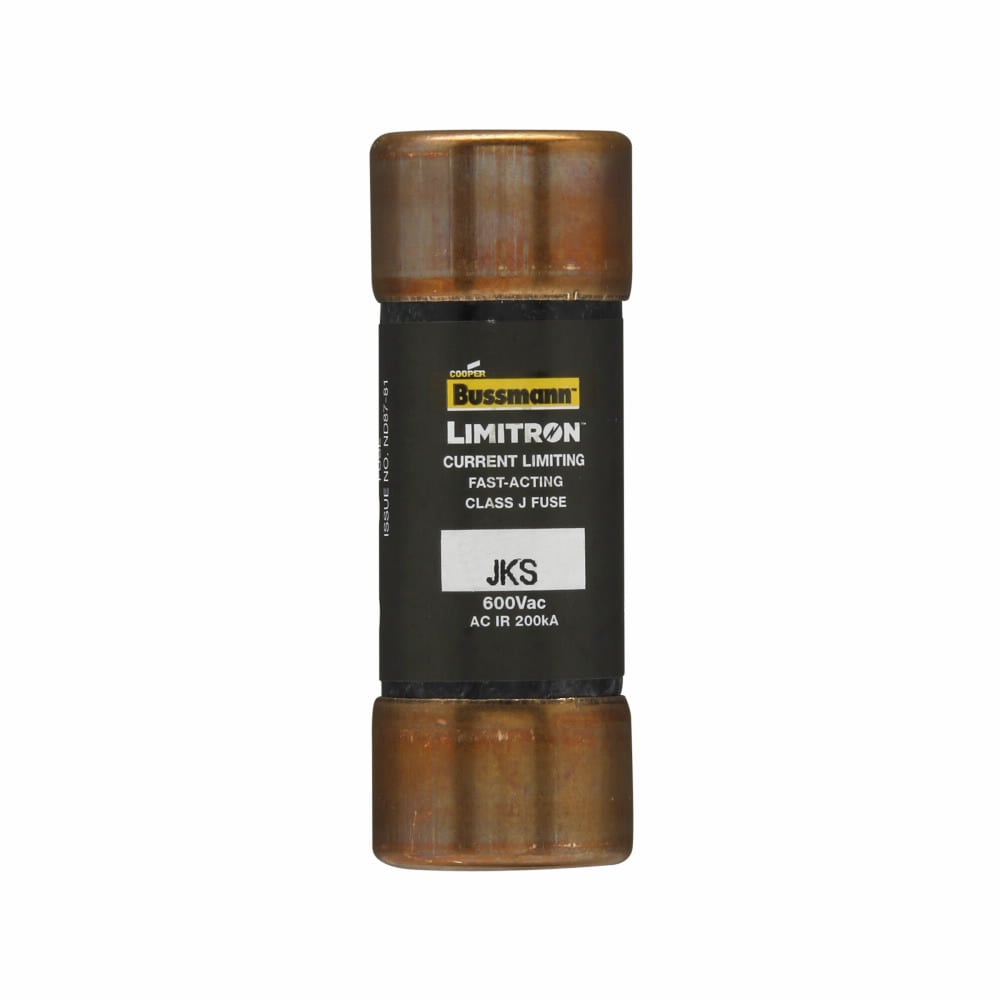 Eaton Bussmann series JKS fuse, LIMITRON Fast-acting fuse, Power panelboards, machinery disconnects, 12 A, 1, Class J, Non-indicating, Ferrule end x ferrule end, 200 kAIC at 600 Vac, Standard, 10, 600 V