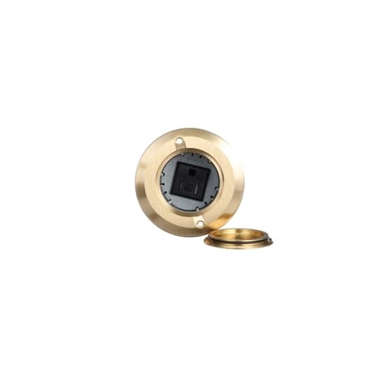 Single Gang Drop in Floor Box without Hole Saw, 11.8 Cubic Inches, 2.25 Inch Diameter, Depth 7.02 Inches, Cover Brass, Non-Metallic, with Pre-Wired Single Receptacle, Low Voltage Telephone/Cable Plate and 1-Blank Plate for Custom Installations