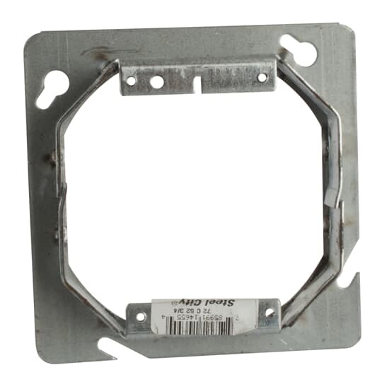 Two Gang Square Cut Tile Wall Cover, 9 Cubic Inches, 4-11/16 Inch Square x 3/4 Inch Raised, Pre Galvanized Steel