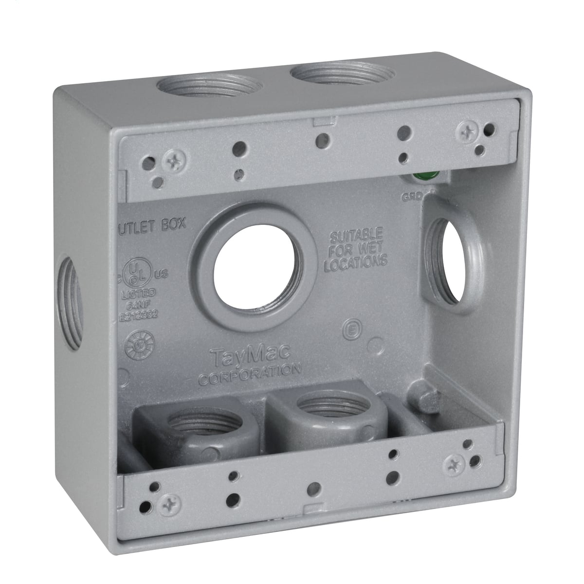 2-Gang Seven 3/4 in. Hole Weatherproof Box with Side Lug - Silver