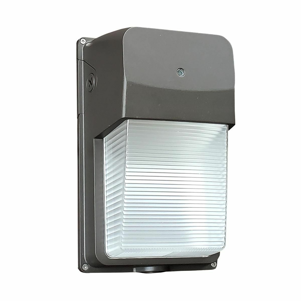 Wallpack, Wall (surface), LED, 5000 K, Lamp Included: Yes, Button Photocontrol, 120-277 VAC, Dark Bronze Matte Textured.