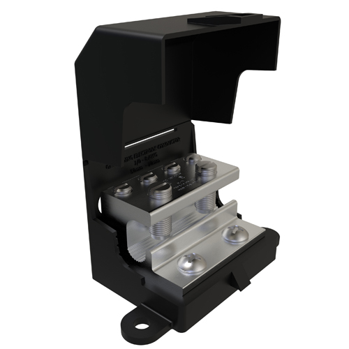 Aluminum Intersystem Ground Tap, Dual Rated, Main Conductor Range 1/0-8, Tap Range 2-14, Mountable, UL, CSA, Incldues Cover