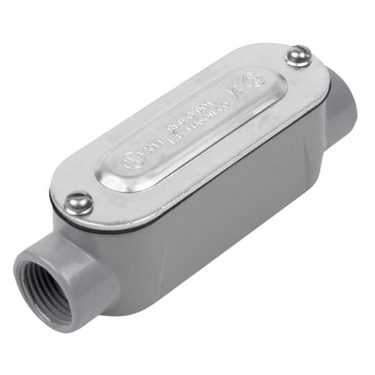 1-1/2 inch Threaded D-Pak Die Cast Aluminum Thru-Feed Conduit Body, Cover & Gasket. For use with Rigid/IMC Conduit.