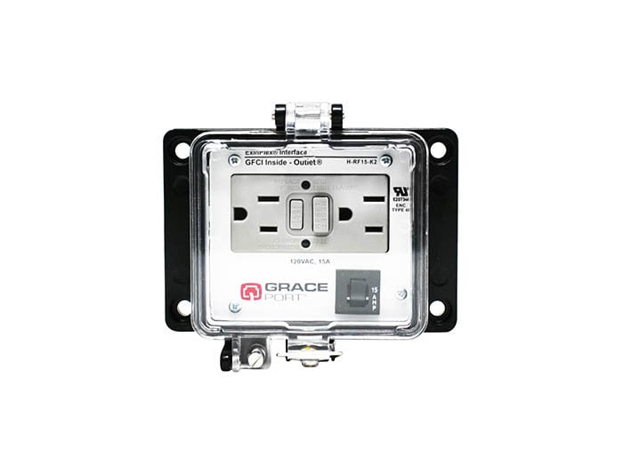 PANEL INTERFACE CONNECTOR, PMH, UL TYPE 4X, GFCI INSIDE-OUTLET, 15 AMP CB