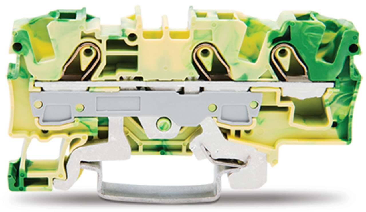 3-conductor ground terminal block; 6 mm; suitable for Ex e II applications; side and center marking; for DIN-rail 35 x 15 and 35 x 7.5; Push-in CAGE CLAMP; 6,00 mm; green-yellow