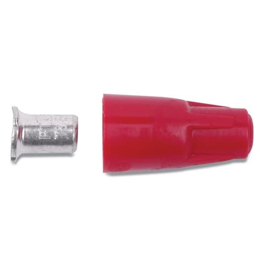 Nylon Insulated Crimp-On Wire Joint Connector, Length .50 Inches, Base Diameter .93 Inches, Wire Range 2-#18 to 3-#12, Steel, Tin Plated