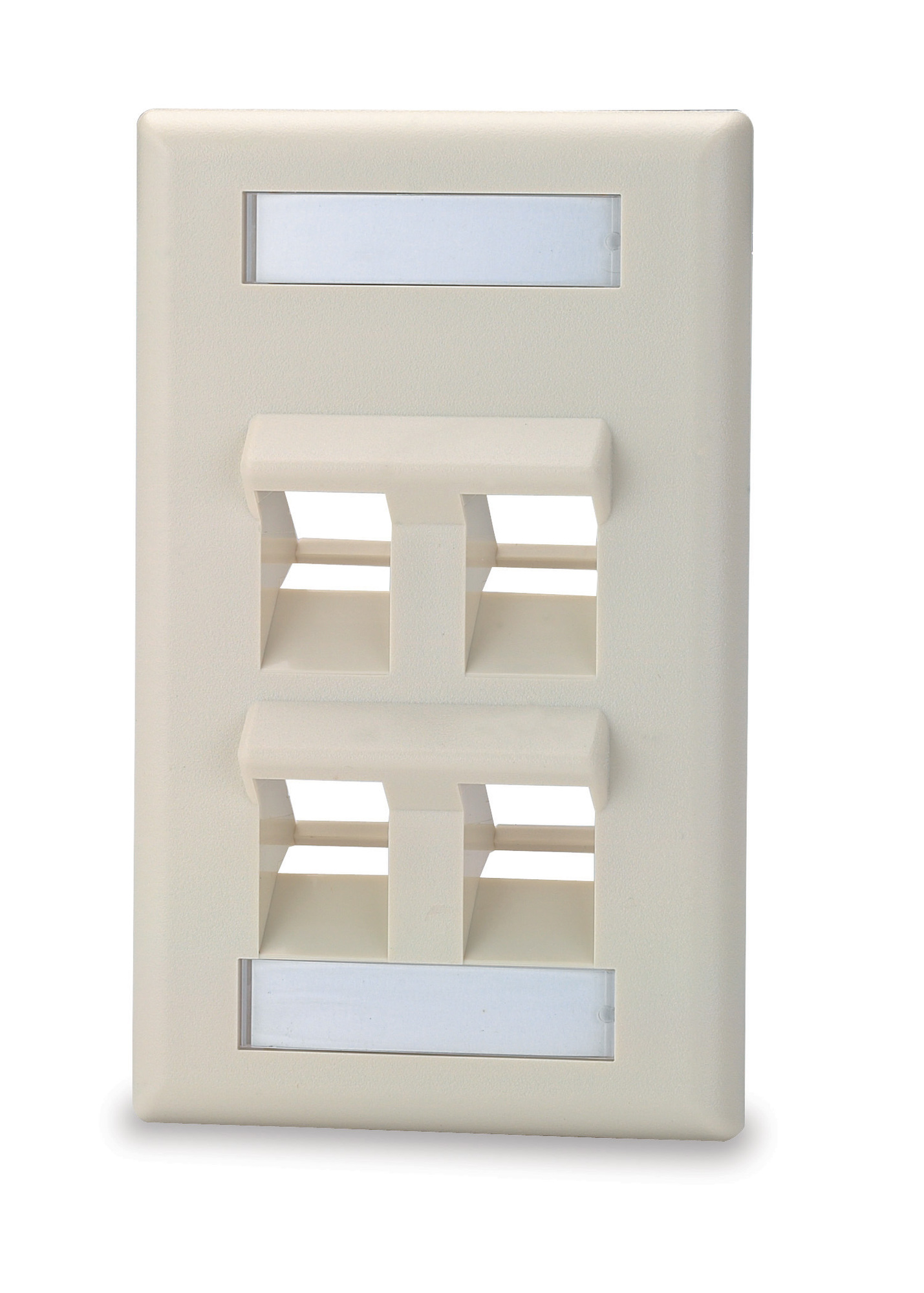 4-Port Single Gang Angled Faceplate, Ivory