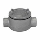 Eaton Crouse-Hinds series Condulet GUA conduit outlet box with cover, 3" cover opening diameter, Feraloy iron alloy, C shape, 1"