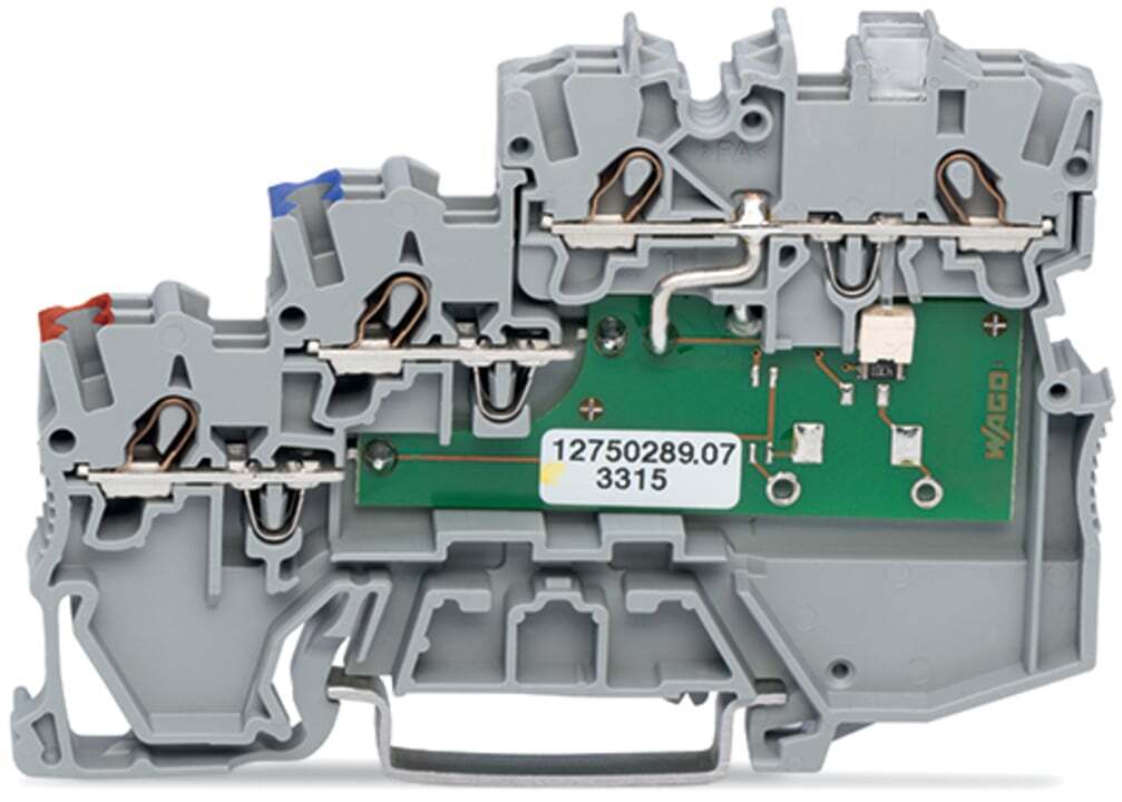 3-conductor sensor terminal block; LED (yellow); for NPN-(low-side) switching sensors; 1 mm; Push-in CAGE CLAMP; 1,00 mm; gray