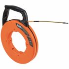 Fiberglass Fish Tape with Spiral Steel Leader, 100-Foot, Strong S-Glass fiberglass fish tape material provides better pushing power and long life while maintaining its low-friction exterior and maneuverability