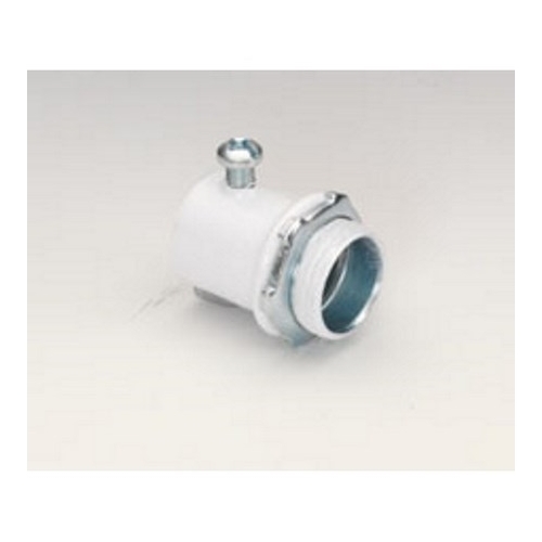 EMT Connectors, Color-Coded, Steel, White, Size 3/4"