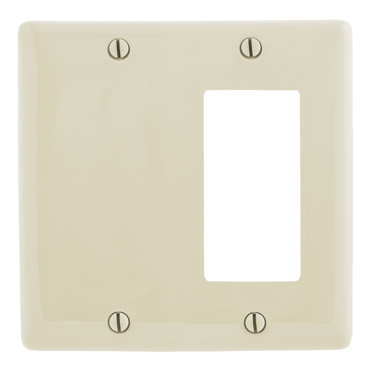 Wallplates and Box Covers, Wallplate, Nylon, 2-Gang, 1) Decorator 1) Blank, Light Almond