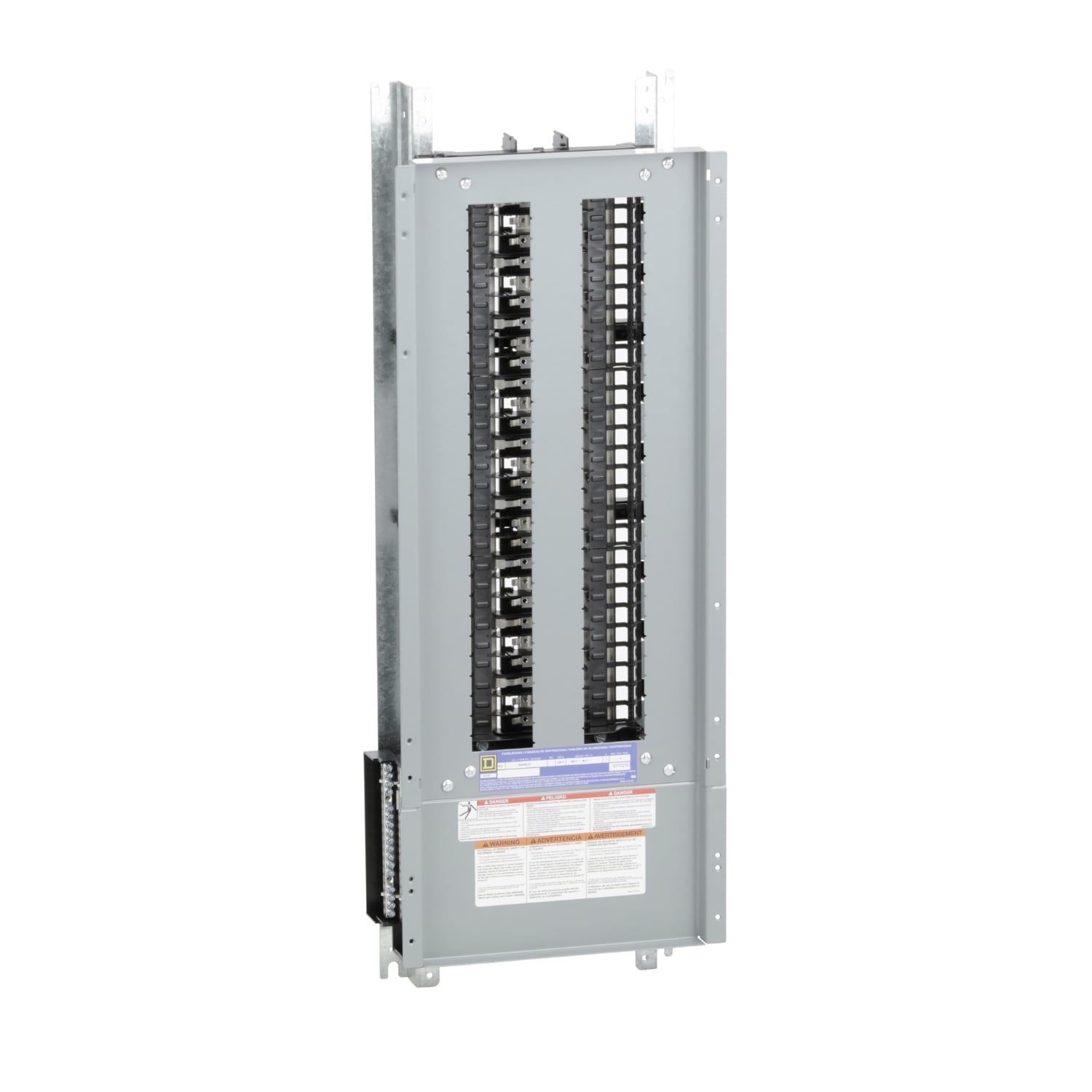 Panelboard interior, NQ, main lugs, 225A, Cu bus, 54 pole spaces, 3 phase, 4 wire, 240VAC, 48VDC