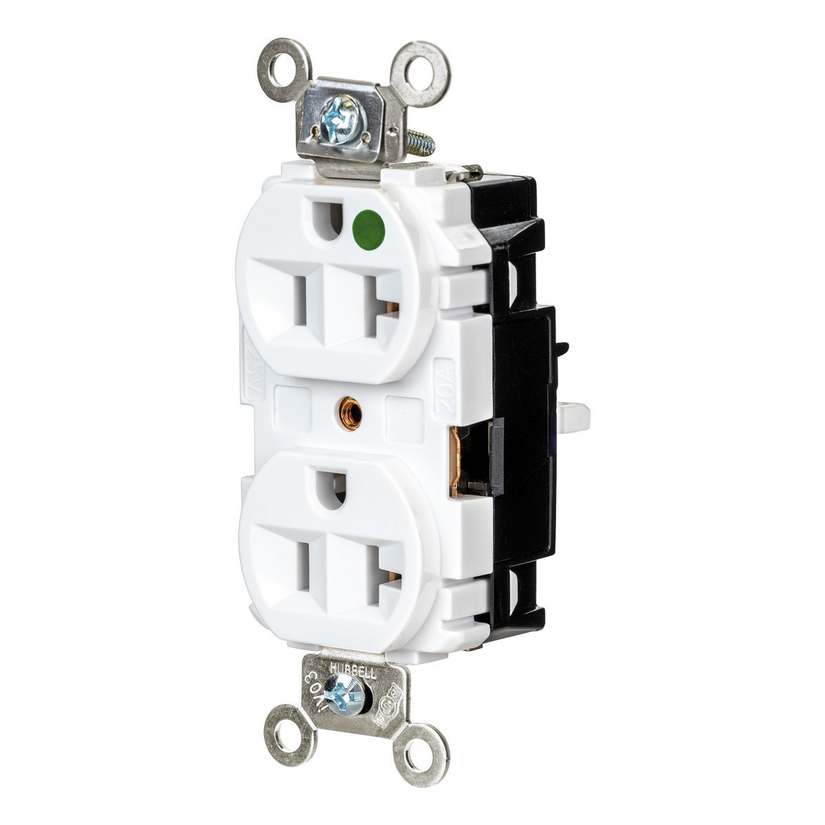 Straight Blade Devices, EdgeConnect, Duplex Receptacle, Hospital Grade, 2-Pole 3-Wire, 20A 125V, 5-20R, Screwless Terminal, White