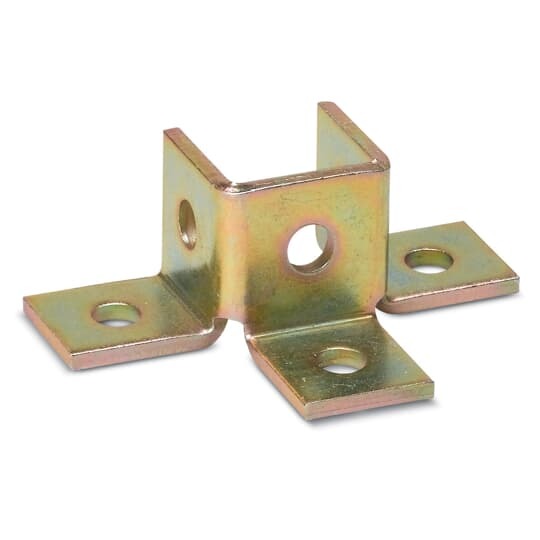 Fitting, Triple Wing Shape, Length 5-13/32 Inches, Height 2 Inches, Width 3-1/2, Channel Size 1-5/8 Inches X 1-21/32 Inches, Hole Diameter 1 Inch, Steel