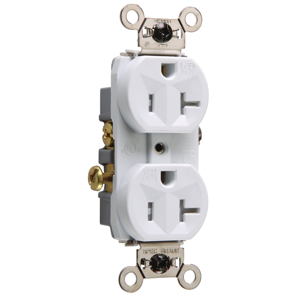 Commercial Grade Weather-Resistant and, Tamper-Resistant Duplex Receptacle Side Wire 20amp 125volt White