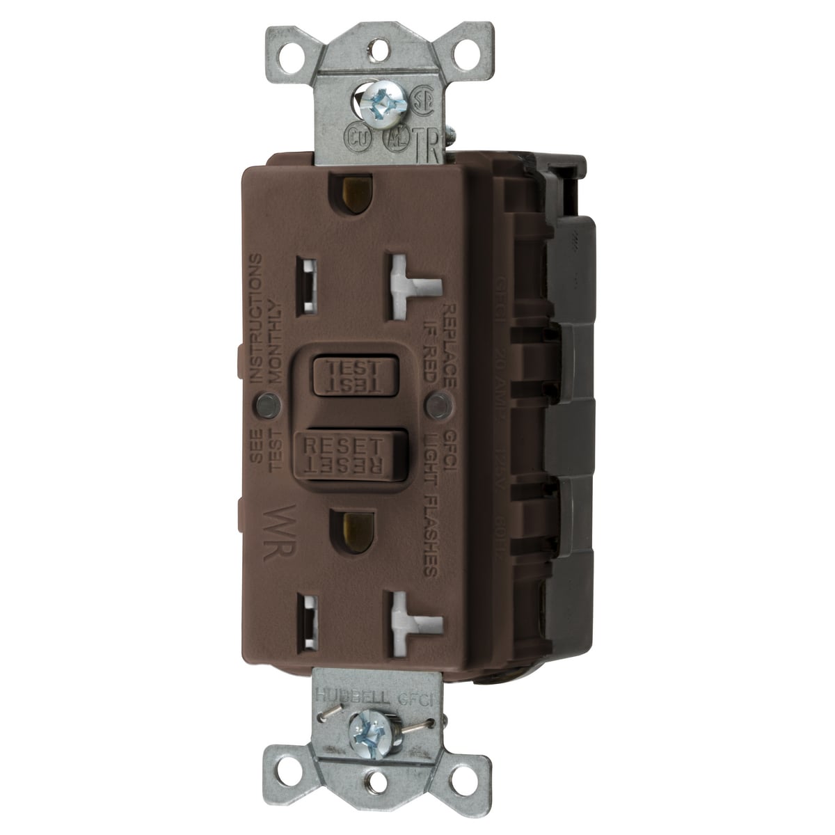 Straght Blade Devices, SNAP-Connect, Weather and Tamper-Resistant, AUTOGUARD, Self Test, GFCI Receptacle, 20A 125V, 2-Pole 3-Wire Grounding, 5-20R, Brown