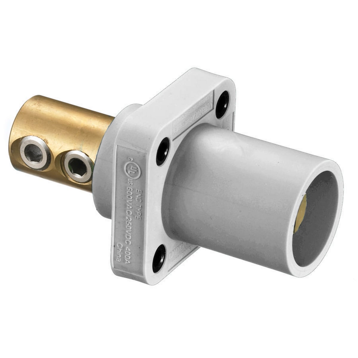 Heavy Duty Products, Single Pole Devices, Industrial Grade, Male, Receptacle, 300/400A 600V AC/DC, Single Conductor, Set Screw, White
