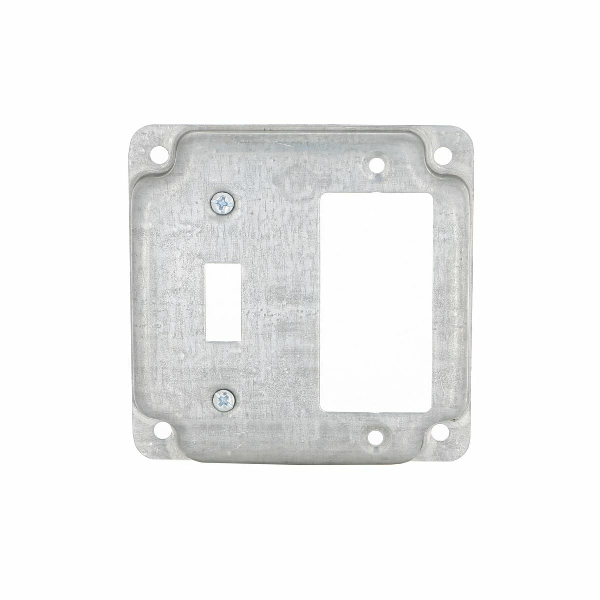 4 In. Square Exposed Work Covers - Raised 1/2 In., 1 GFCI and 1ToggleSwitch