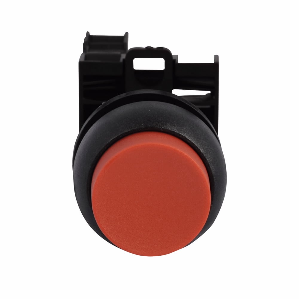 Eaton M22 modular pushbutton M22 Pushbutton, Complete Device, 22.5 mm, Extended, Momentary, Non-illuminated, Bezel: Black, Button: Red, 1NC, IP67, IP69K, NEMA 4X, 13