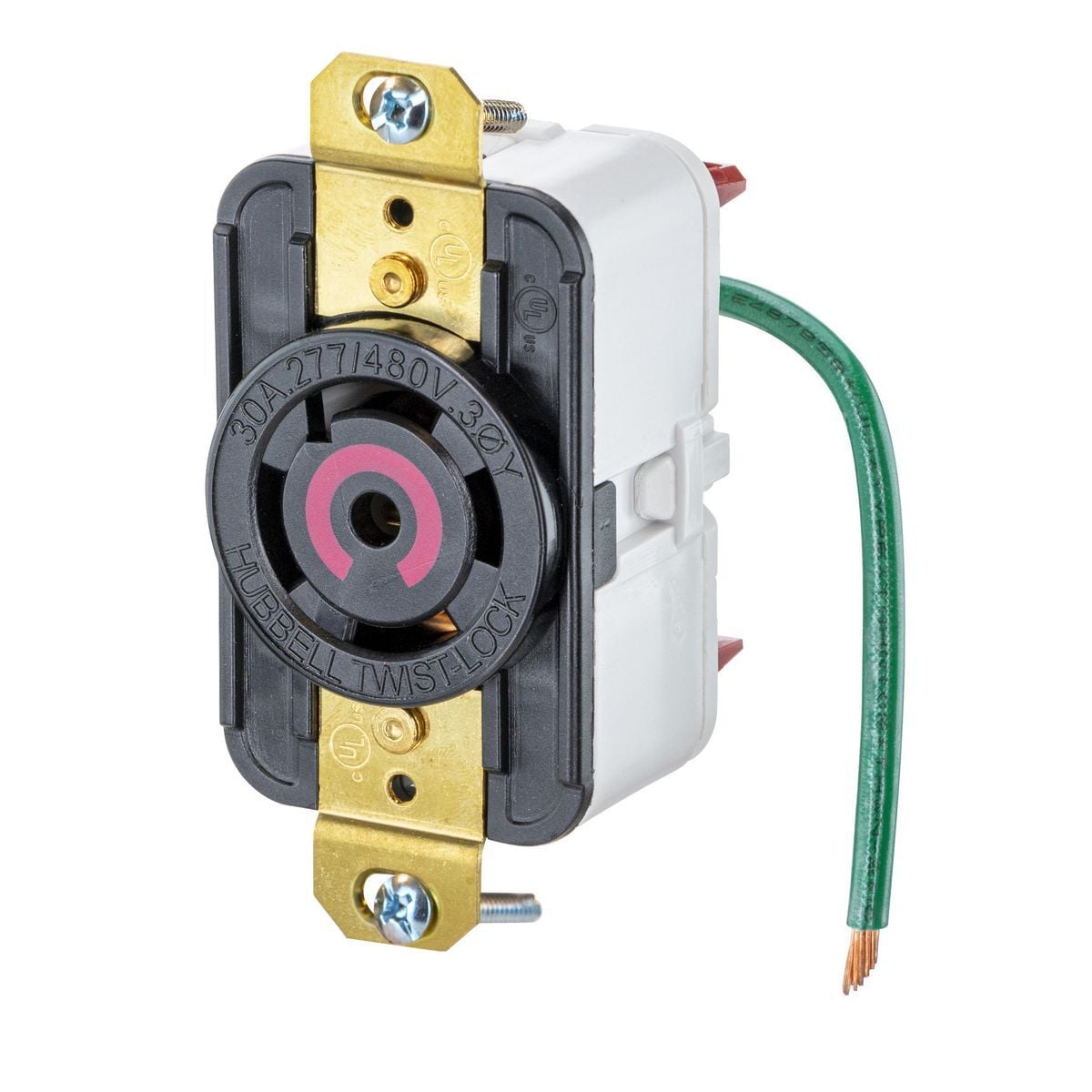 EdgeConnect Twist-Lock Receptacle, 30A 3P 277/480V, L22-30R, BK, with Spring Termination