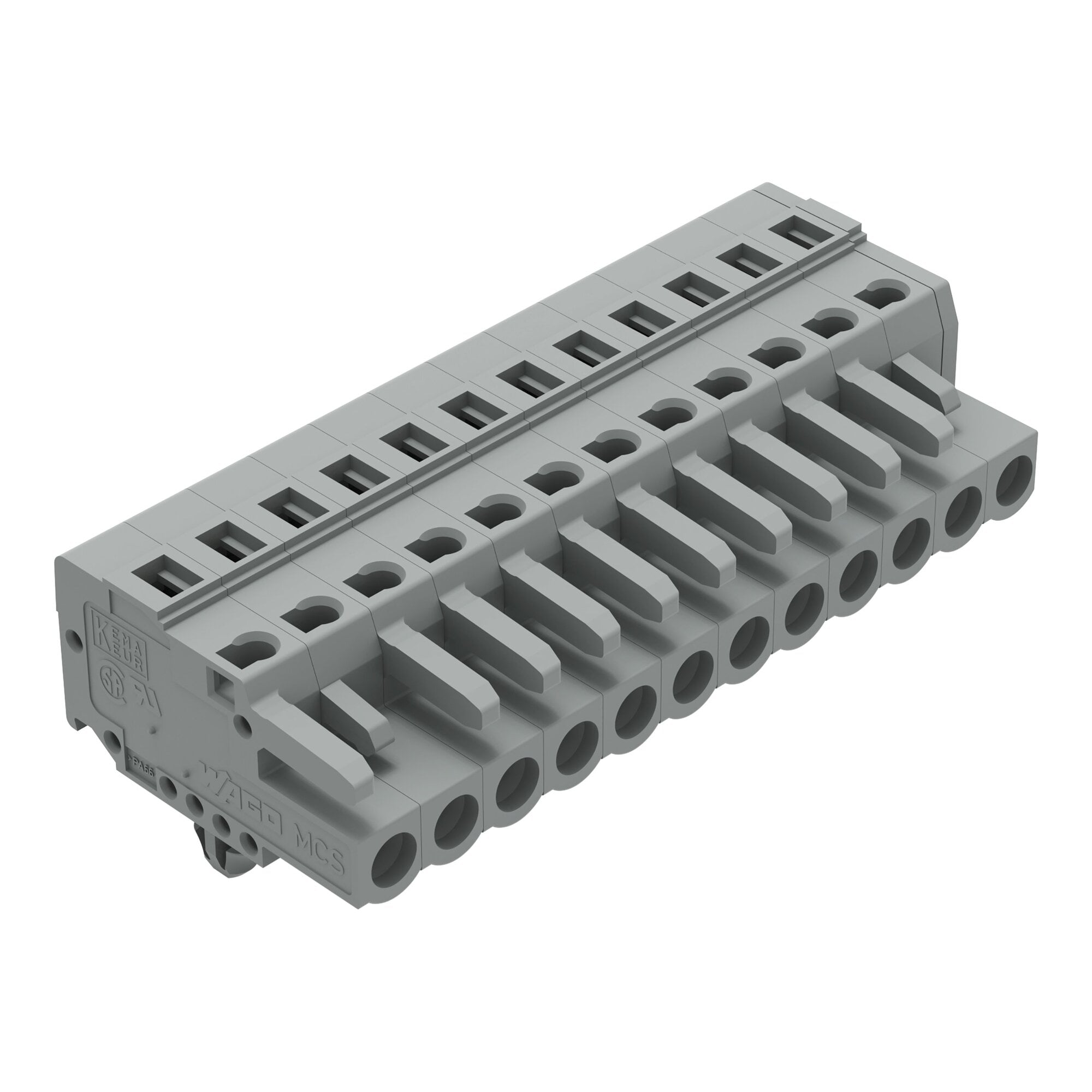 1-conductor female connector; CAGE CLAMP; 2.5 mm; Pin spacing 5 mm; 12-pole; Snap-in mounting feet; 2,50 mm; gray