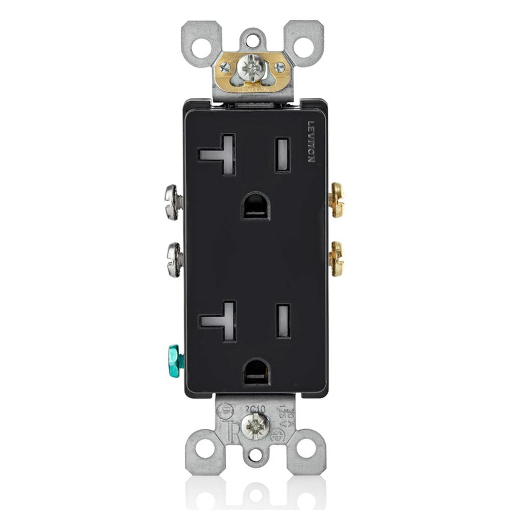 20 Amp, Tamper- Resistant, Decora Duplex Receptacle, Residential Grade, Black
