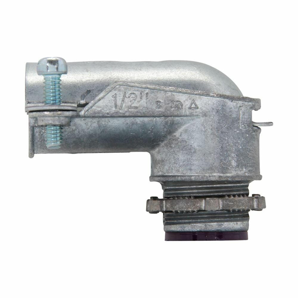Eaton Crouse-Hinds series squeeze type connector, FMC, 90 angle, Insulated, Zinc die cast, 3/4"