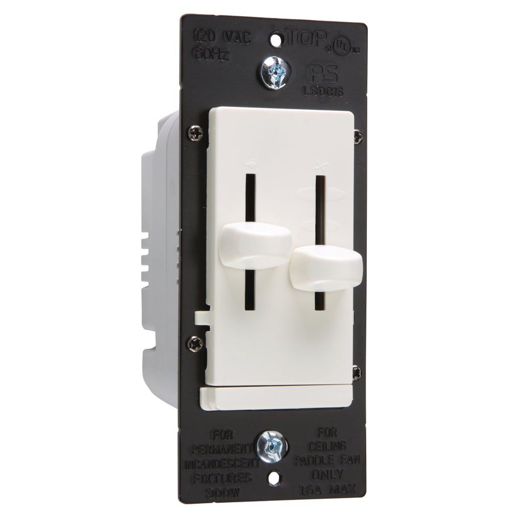 Dual Slide 3-Speed De-Hummer Fan Control with Single Pole Dimmer, Light Almond