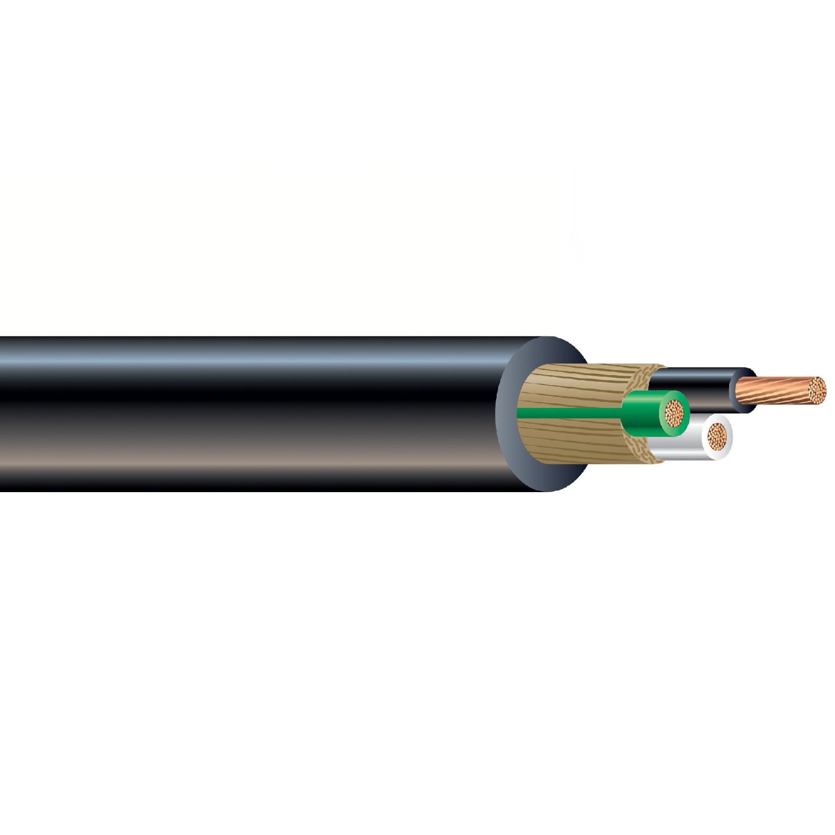 SJOOW/SJOW Cable, 12 AWG, 3 Conductors, Black, 1000 Foot Reel