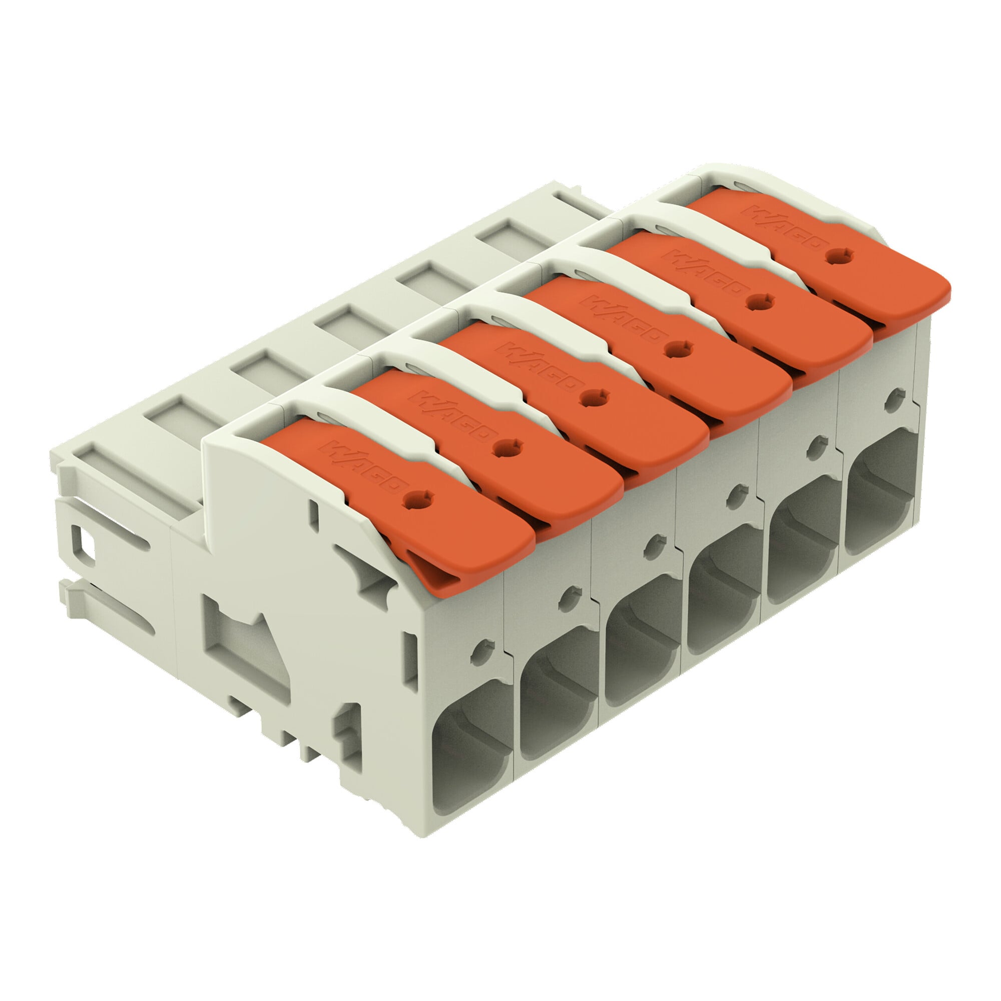 1-conductor male connector; lever; Push-in CAGE CLAMP; 16 mm; Pin spacing 10.16 mm; 6-pole; 100% protected against mismating; Silver-plated contacts; 16,00 mm; light gray