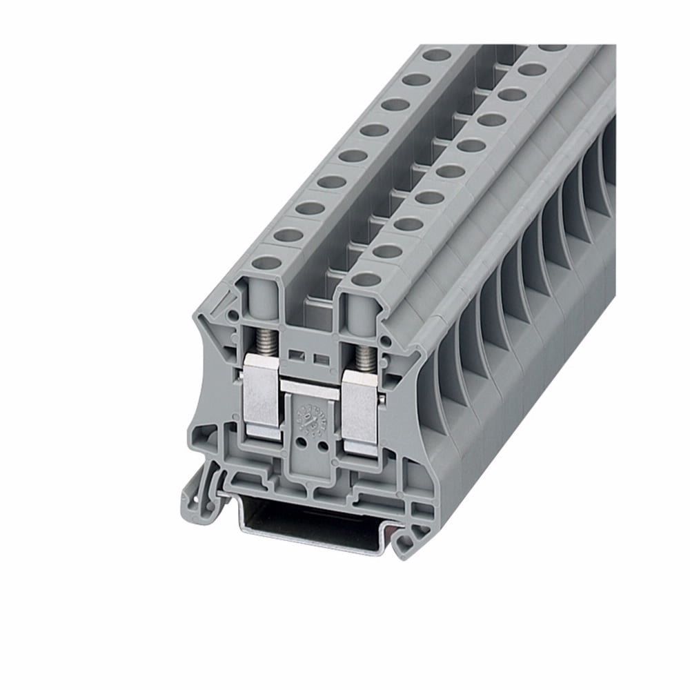 Eaton XB IEC terminal block, XBUT Terminal Block, Single-level through-feed, Gray, 20-6 AWG, 10.2 mm