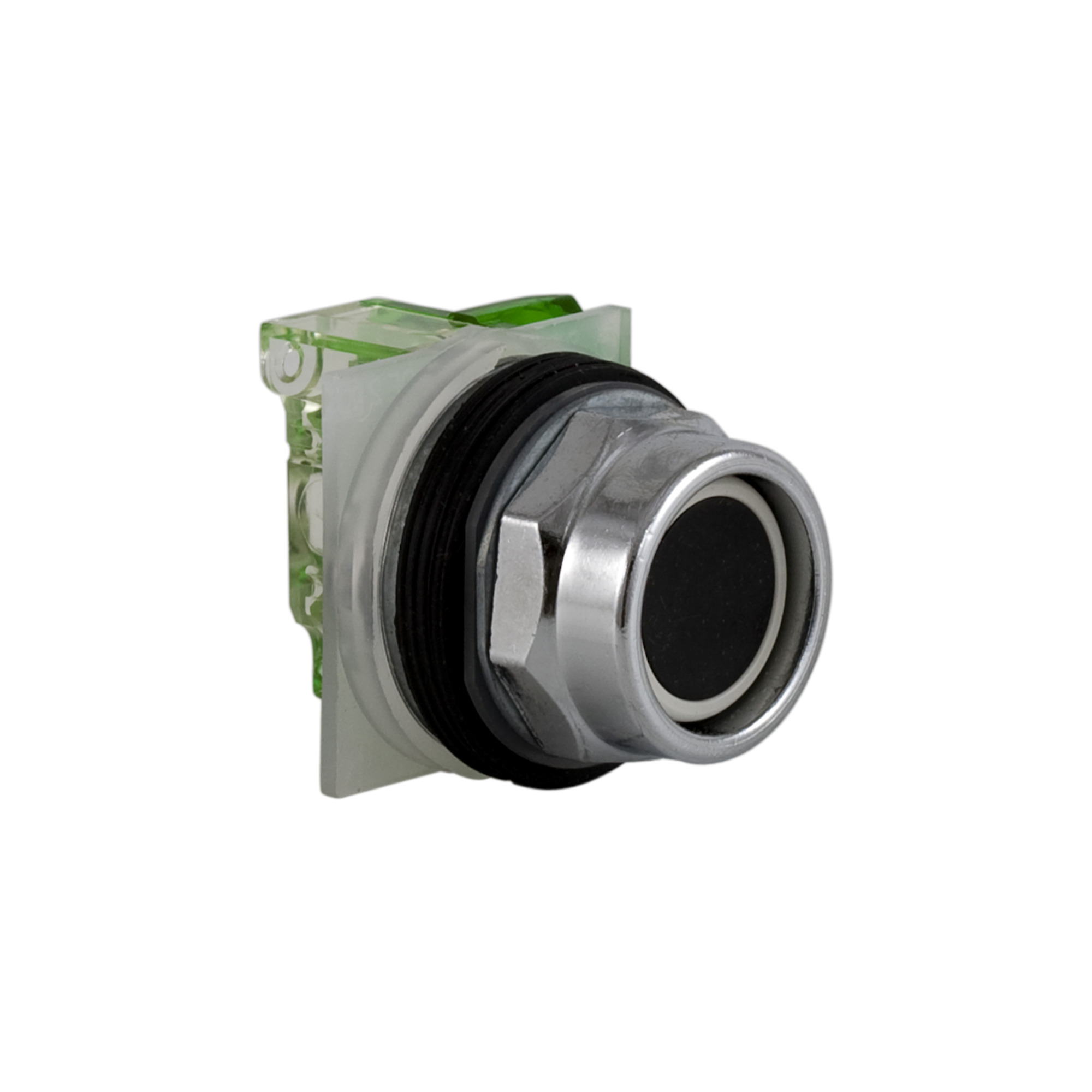 Push-button, Harmony 9001K, metal, recessed, black, 30mm, spring return, 1 NO
