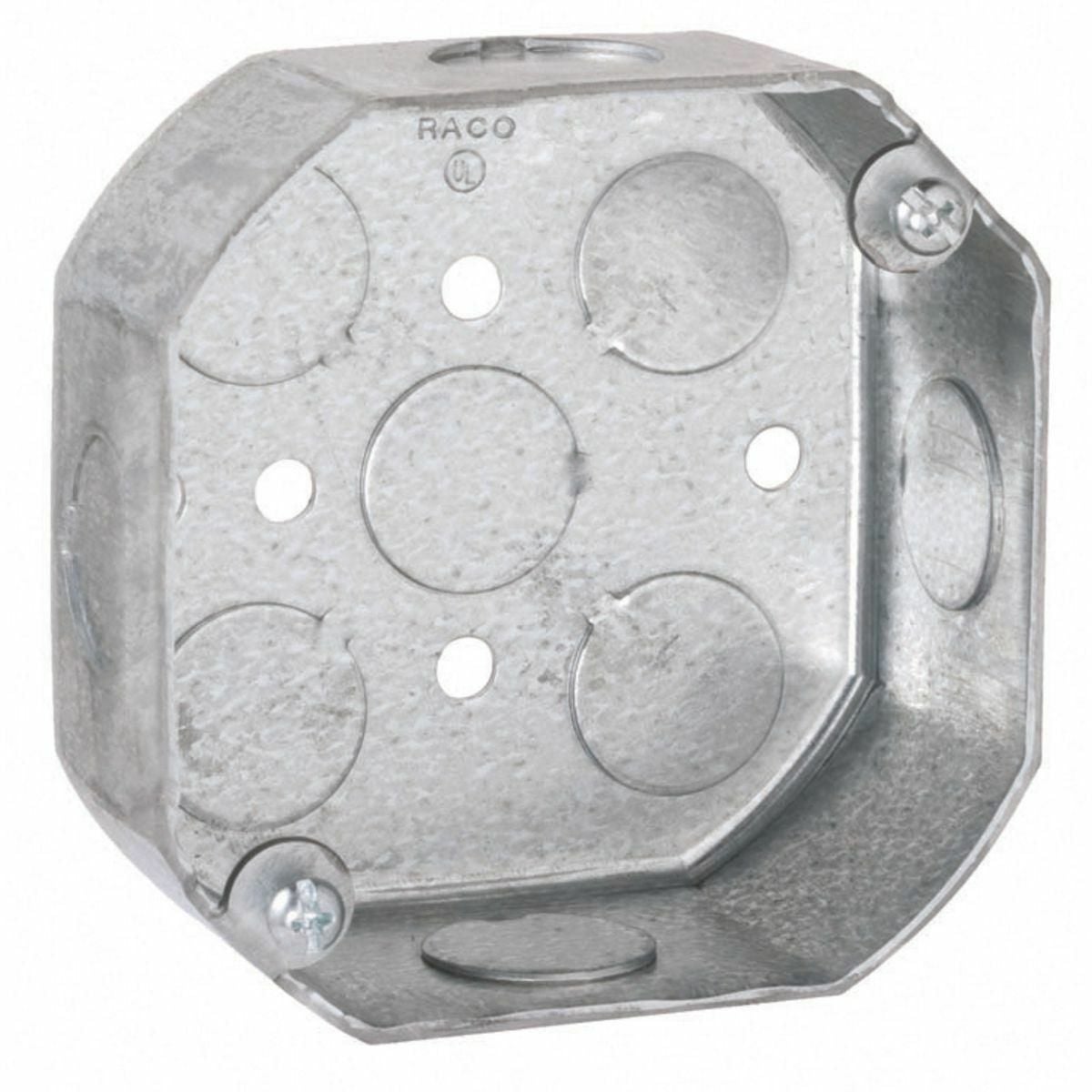 4 In. Octagon Box, 1-1/2" Deep - Drawn with Conduit KO's