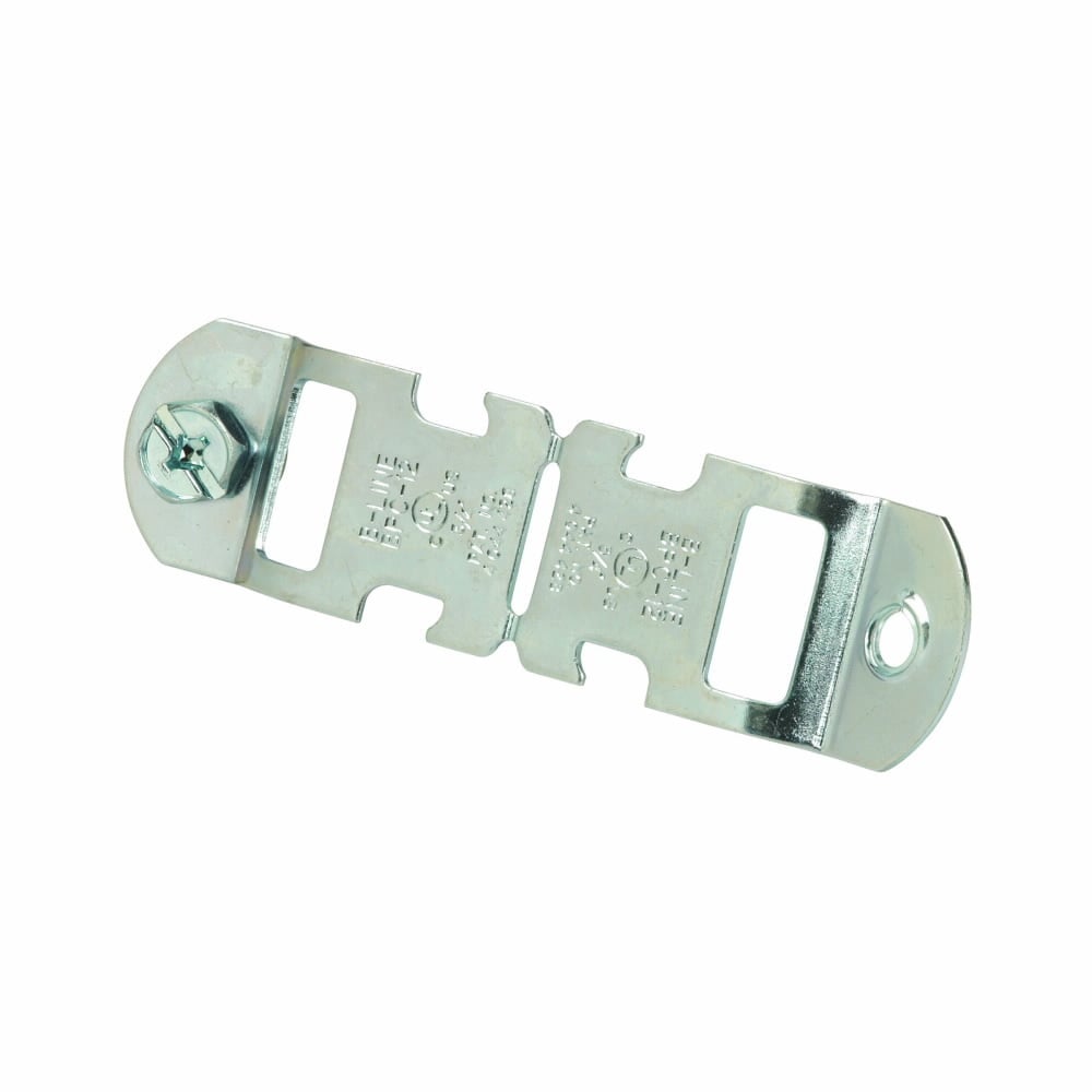 Eaton B-Line series conduit support fasteners, Conduit and cable, 1" Height, 1" Length, 1" Width, 0.161lbs, Rigid or EMT conduit size: 2", Break-apart conduit clamps, 200 lbs load capacity, Pre-galvanized