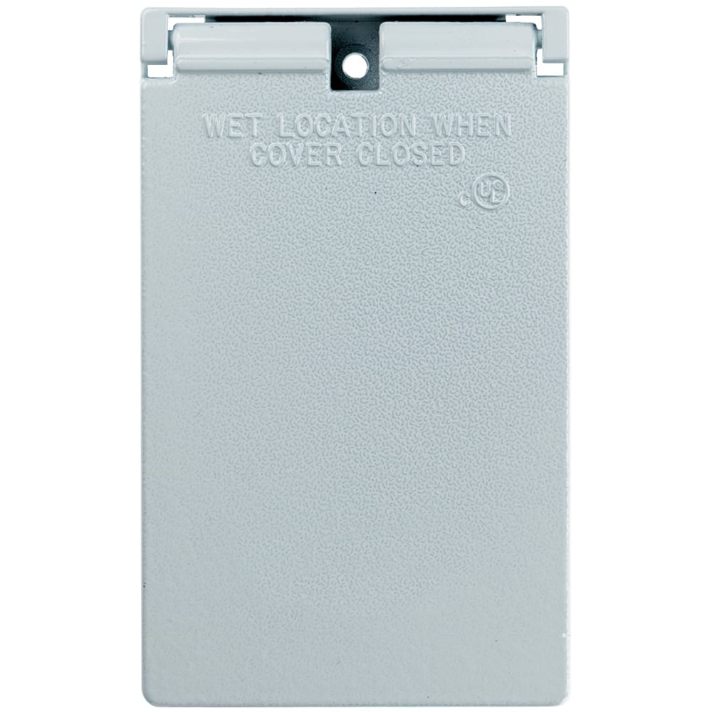 Cast Weatherproof Cover Decorator or Ground Fault Circuit Interruptor Vertical, 1 Self Closing Lid, White