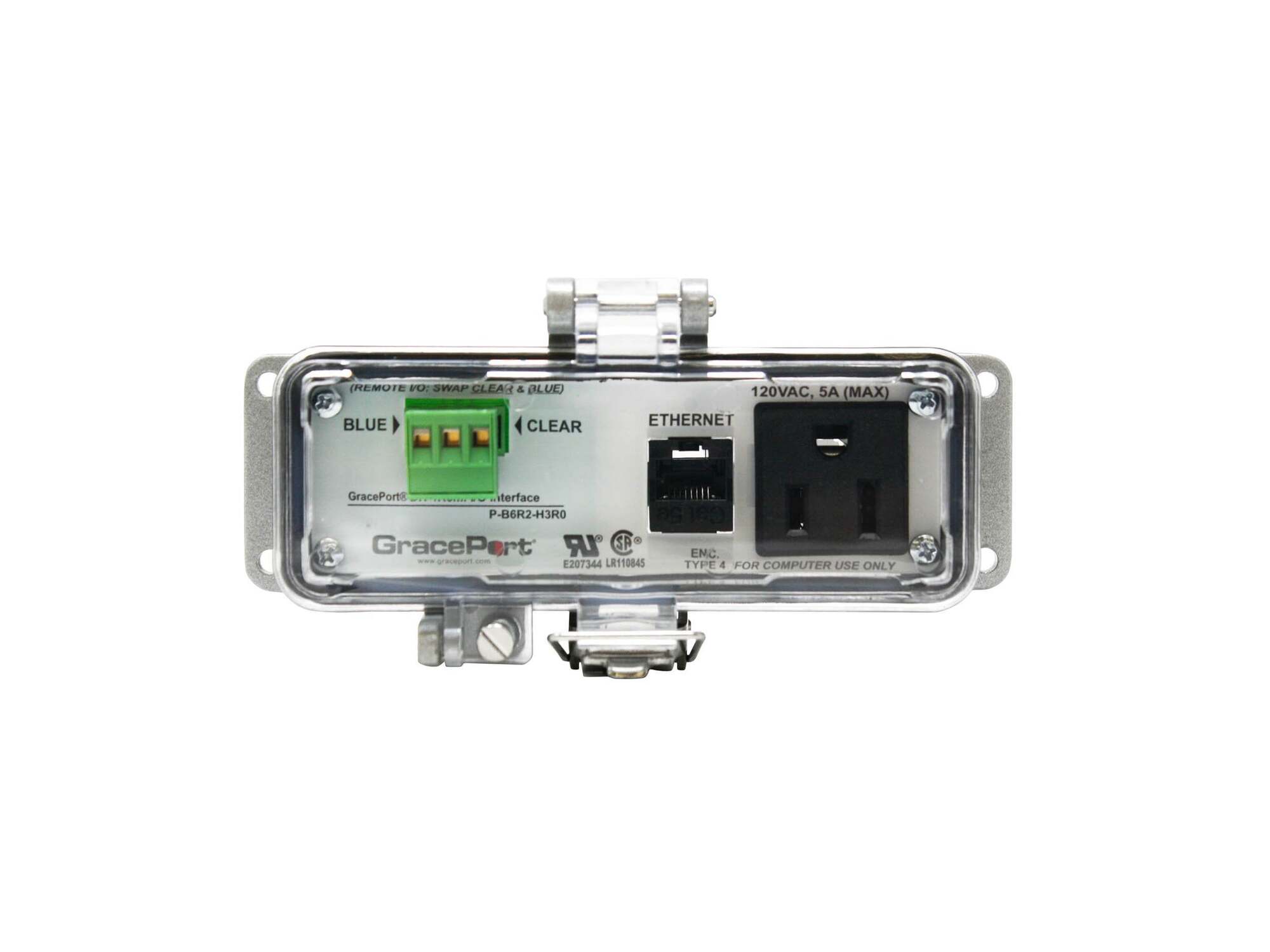 Panel Interface Connector with A-B DH+ / Remote I/O (3 Pin Pull Apart Terminal Block PCB), Category 5e RJ45, Panel Mount Housing, UL Type 4, Simplex Outlet, No Circuit Breaker