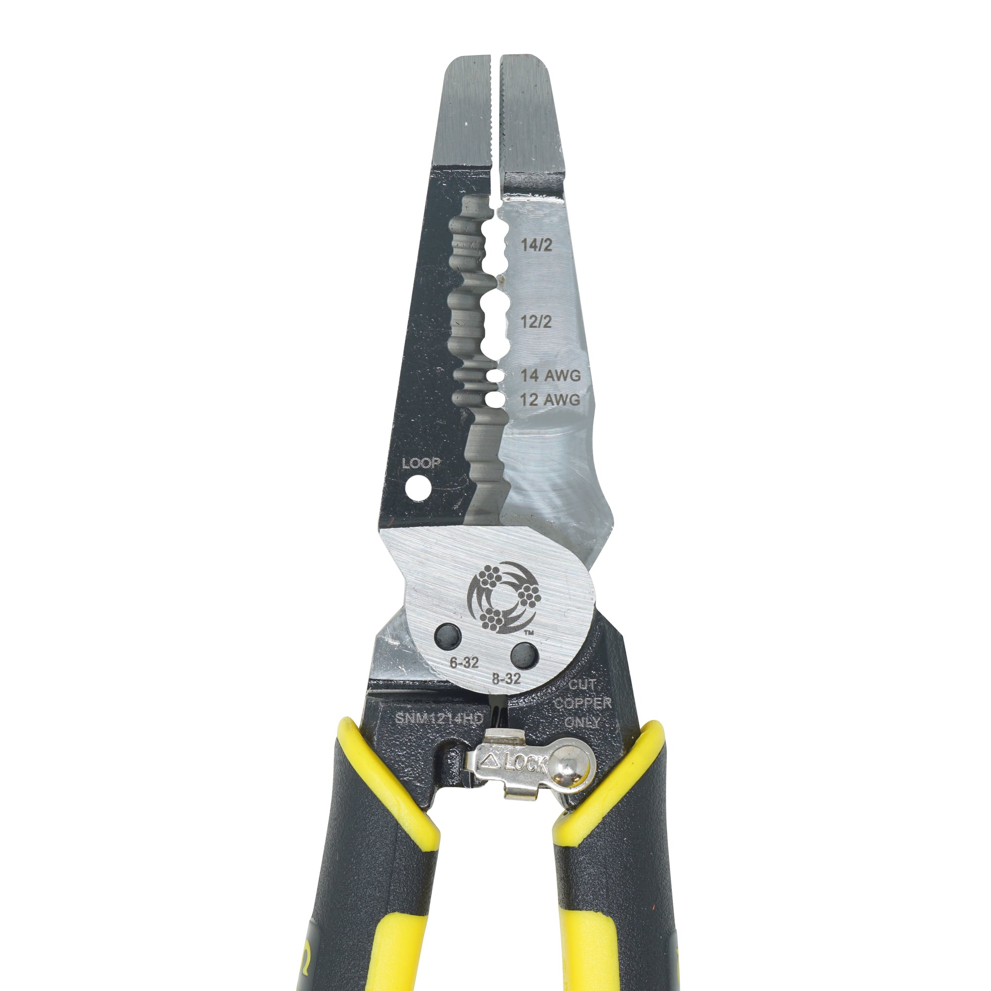 The Southwire 7 IN 1 Multi-Tool Plier is 7 IN 1 - Shears, Grips, Wire Stripper, Bolt spanner, Bolt shears, Crimper, and Reamer. These pliers strips 10-14 AWG SOL and 12-16 AWG STR. Also includes spring loaded handles.