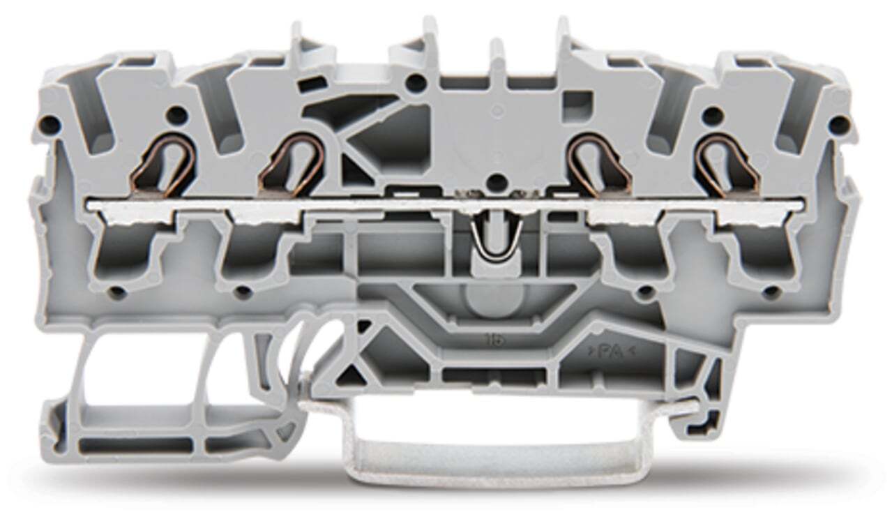 4-conductor through terminal block; 2.5 mm; suitable for Ex e II applications; side and center marking; for DIN-rail 35 x 15 and 35 x 7.5; Push-in CAGE CLAMP; 2,50 mm; brown