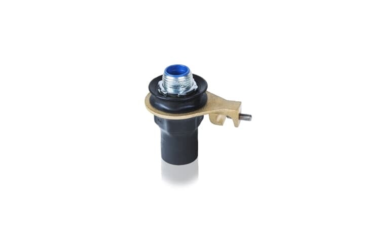 PVC Coated Liquitight Conduit Connector with Grounding Ring, Straight, Pipe Size 3/4 Inch/21 Metric, Minimum .040 Inch (40 mil) PVC Coating on Exterior, Steel Fitting, Dark Gray