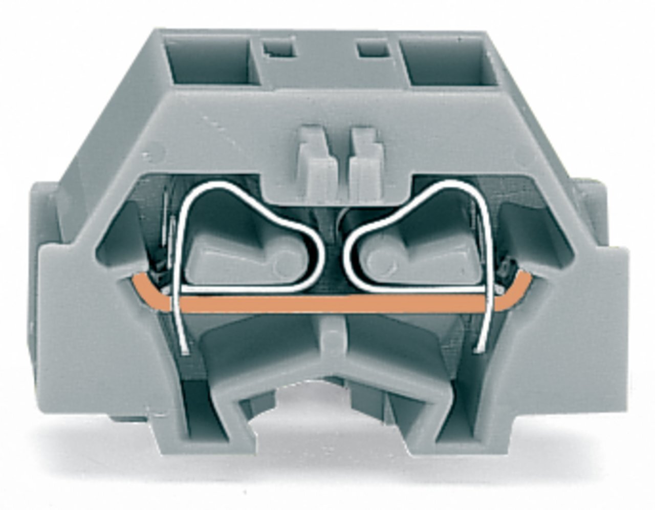 Space-saving, 4-conductor end terminal block; without push-buttons; without protruding snap-in mounting foot; 1-pole; for terminal strips with snap-in mounting feet; 1.5 mm; CAGE CLAMP; 1,50 mm; orange
