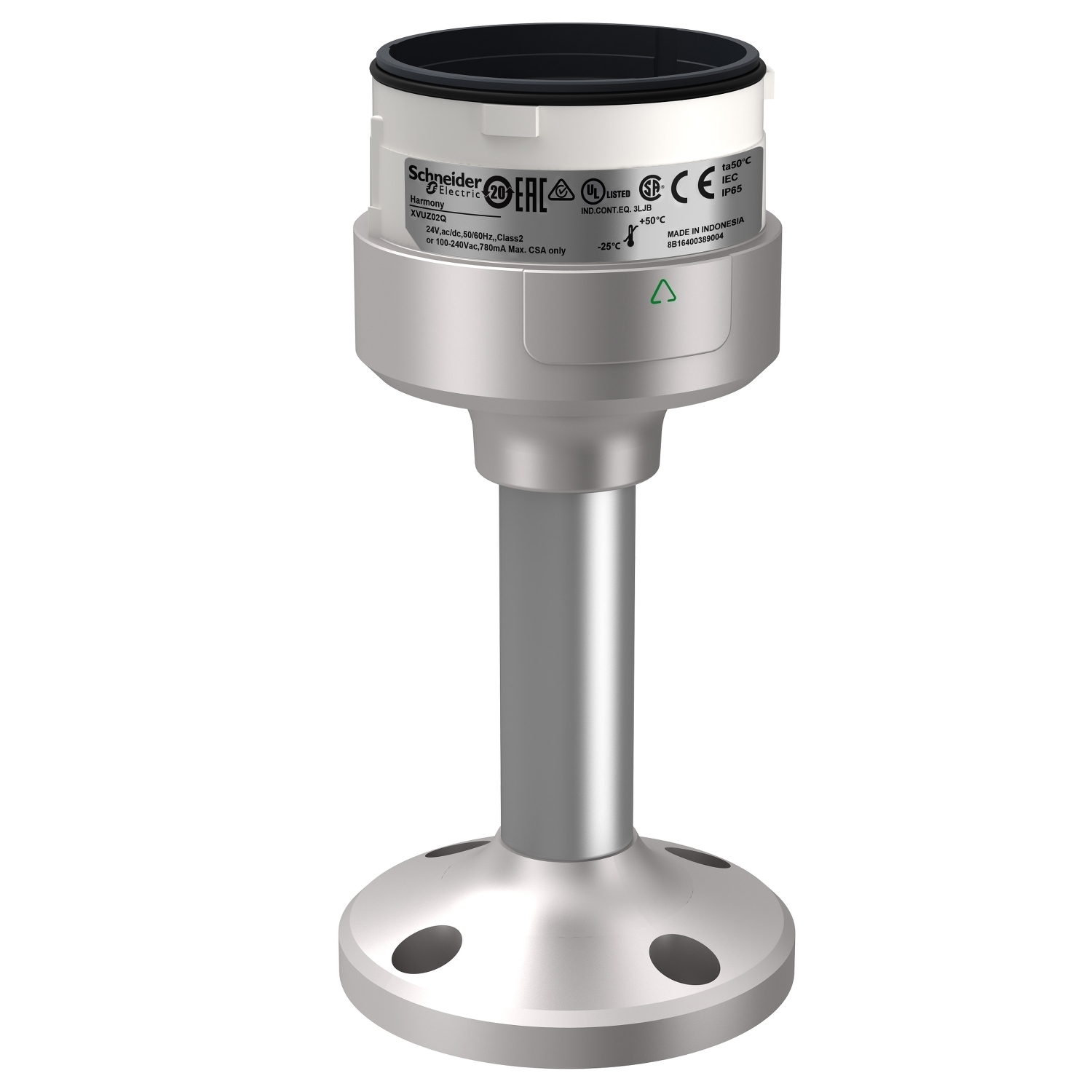 Fixing plate with 100mm aluminium pole for modular tower lights, Harmony XVU, silver, 60mm