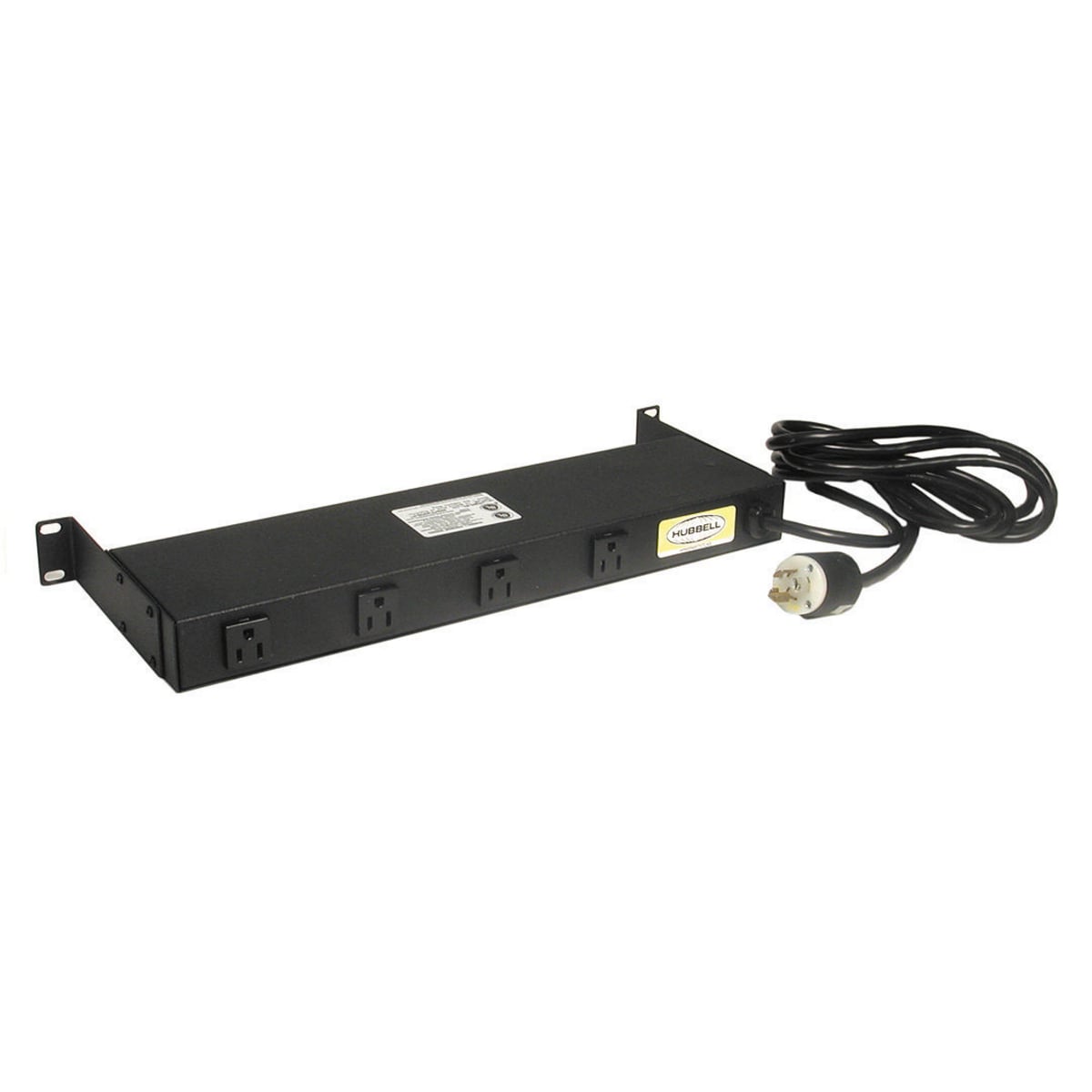 Cabinet Components, Power Strip, 19" Rack Mount, 4 Front Outlets, 4 Rear Outlets, NEMA 5-15R Plug, 15A/120V, Recessed